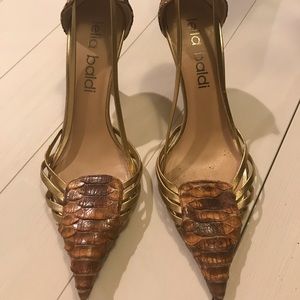 Leila Baldi Snake Skin & Leather heels Italian